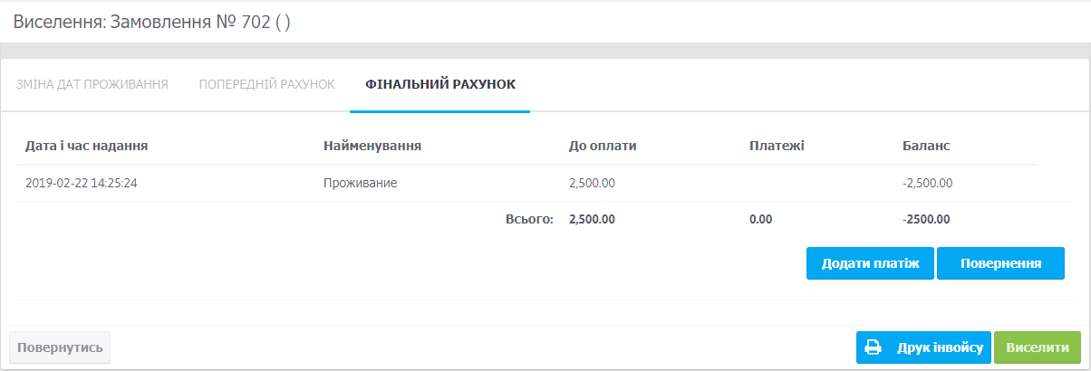 Процес виселення гостя