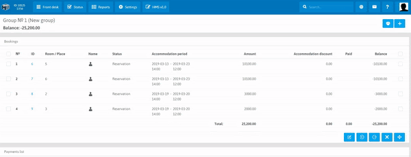 Create group booking